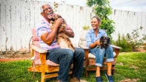 Senior couple with their dogs