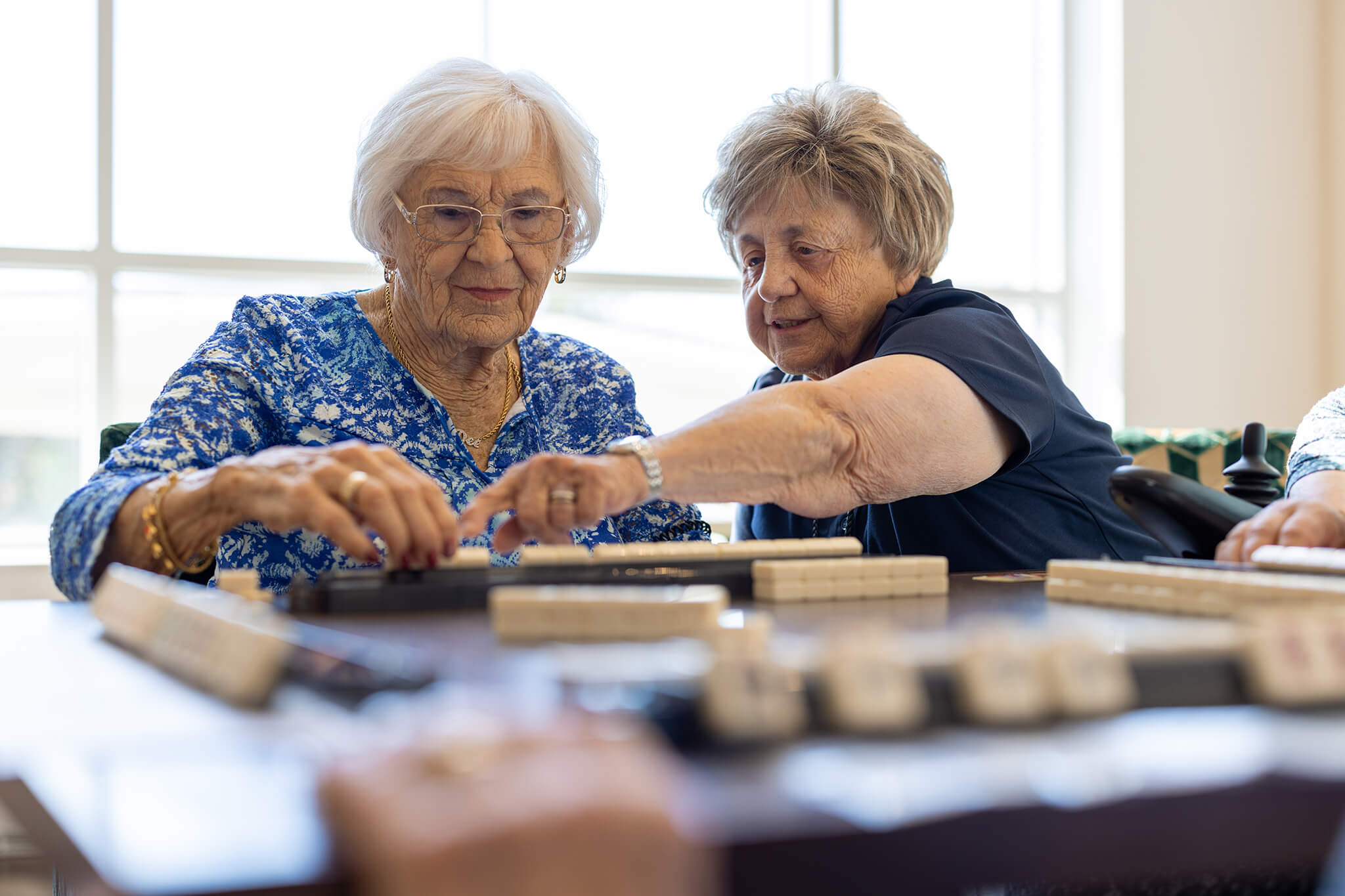 memory care residents playing games