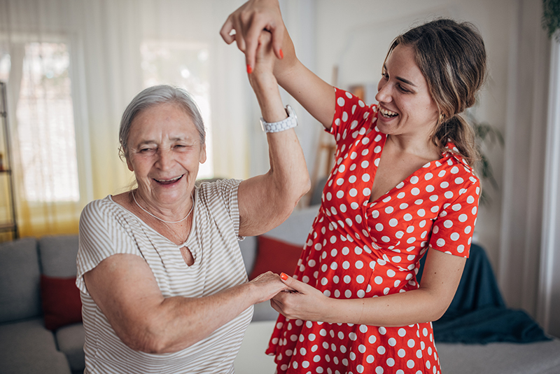 Grandmother and granddaughter have a good time together